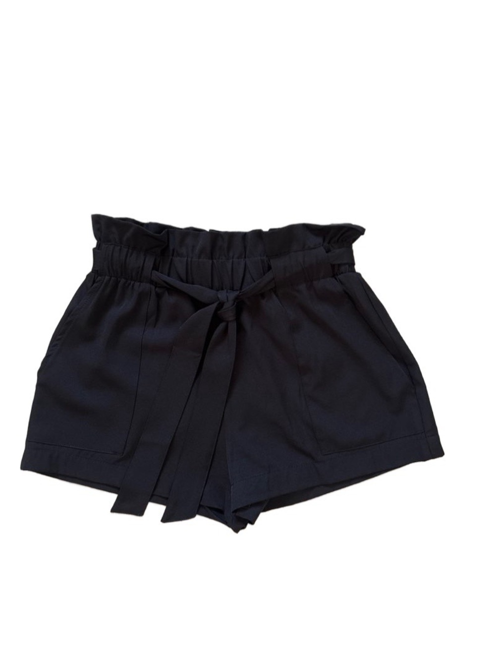 Urban Heritage Black Paperbag Waist Tie Shorts